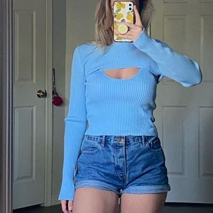 Two piece long sleeve crop top